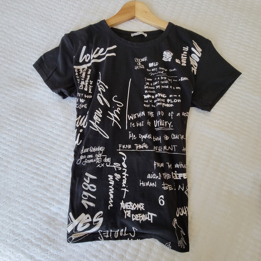 Zara Black t-shirt with adjustable tie in the back 100% cotton